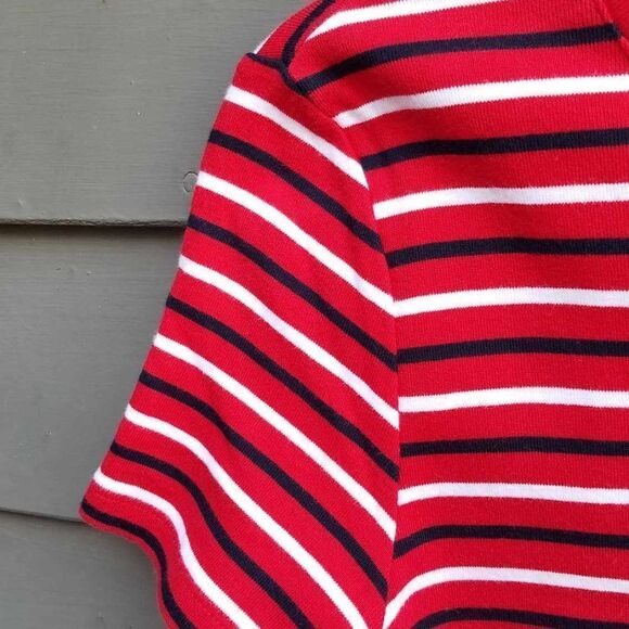 Like New Tommy Hilfiger Red Black white Striped Knit Cotton Dress size Medium - Picture 7 of 10